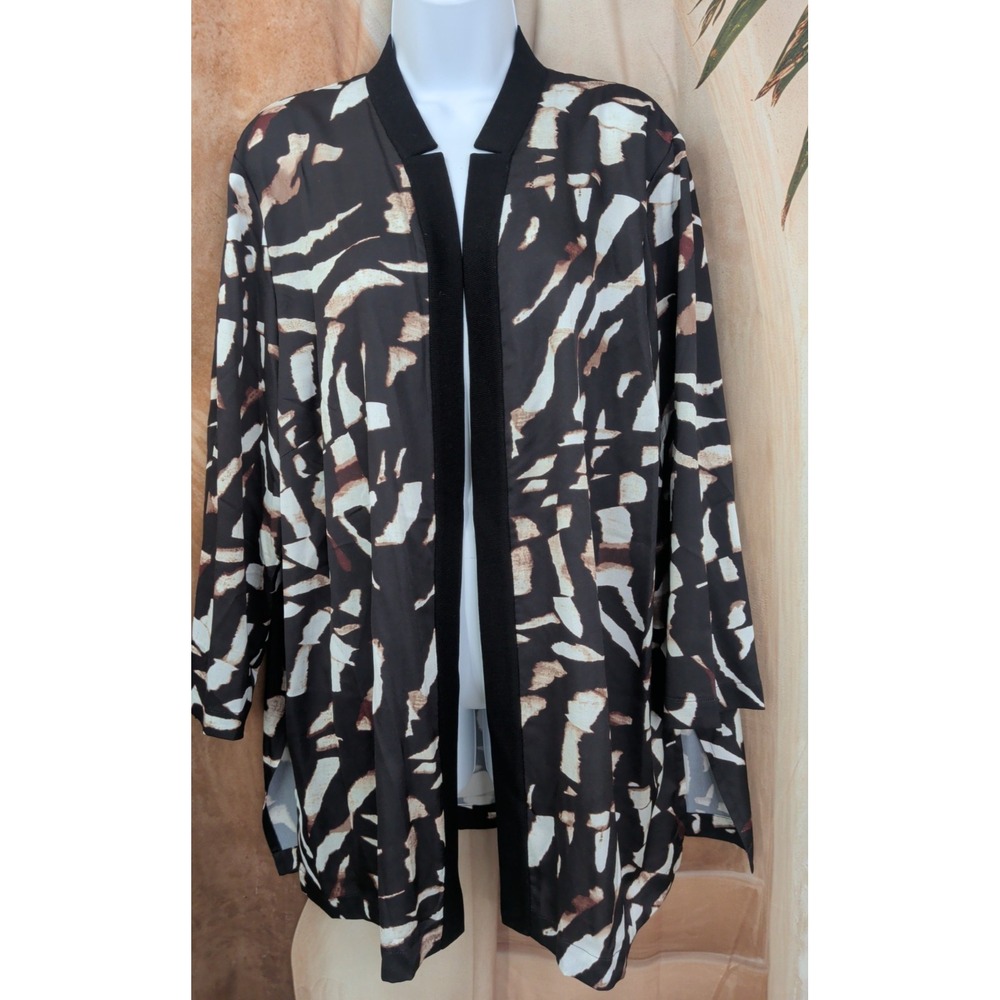 Misook Printed Open Front Jacket